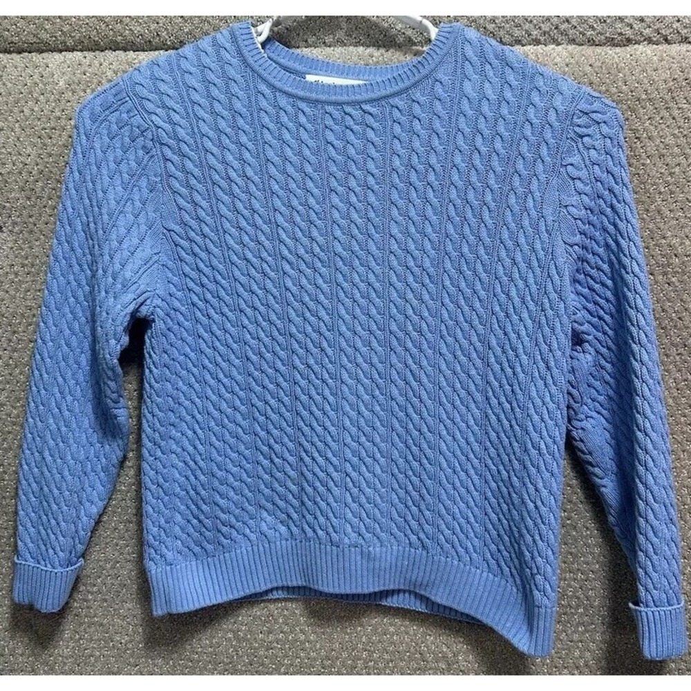 Appleseed's Cable Knit Pullover Sweater Blue‎ Cotton Women's Size XL
